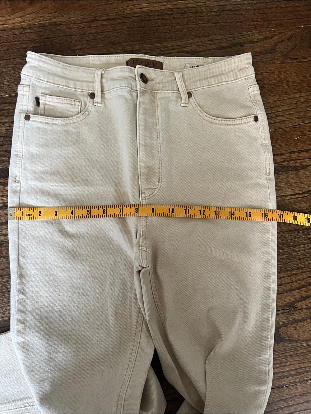 NWOT Judy Blue Cream High Rise Tapered Jeans | Neutral Everyday Denim - Picture 5 of 6